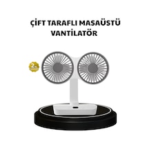 720 Dönebilen Çift Başlıklı Usb Şarjlı Masaüstü Vantilatör Sessiz Ve Güçlü Serinlik Çok Renkli