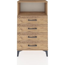 Arges Komodin Tek Raflı 4 Çekmeceli 60x30x106 Çam-çam Çam