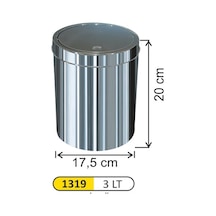 Paslanmaz Döner Kapaklı Dokunmatik Çöp Kovası 3 Litre