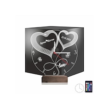 Luvivia Sevgiliye Hediye Kalp Sonsuzluk Yıldönümü V1 Kişiye Özel Saatli 3d Lamba - Masa Gece Lambası