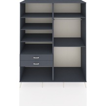 Kronos Gardrop 6 Raflı 2 Çekmeceli 2 Askılı 176x59x221 Antrasit-antrasit Antrasit