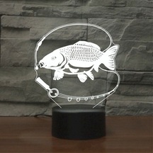 Sones Balık Tutma Siyah Tabanlı Yaratıcı 3d Led Dekoratif Gece Lambası, Usb Ve Pille Çalışır