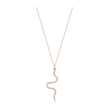 Yeşil Gözlü Yılan Gümüş Kolye Rose Gold