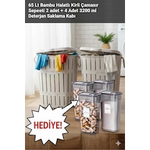 Mega Set 2 Adet 65 Lt Kirli Çamaşır Sepeti & 4 Adet 3200 Ml Deterjan Saklama Kabı Hediyeli Beyaz - 786905809 Beyaz