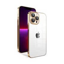 Apple Uyumlu iPhone 13 Pro Uyumlu Kamera Korumalı Renkli Çerçeveli Tchs Garaj Kılıf-gold Gold -