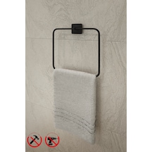 Jasmin Yapışkanlı Kare Siyah Kare Havluluk , Havlu Askısı,banyo Havlusu Siyah Diğer