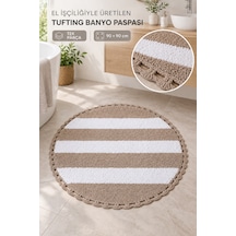 Alanur Bodrum Tufting Cotton Pamuklu El Işi Örgülü 90 X 90 Cm Paspas 112 Beyaz - Kahve