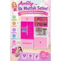 Anlily İlk Mutfak Setim - Çift Modüllü Buzdolaplı Ve Lavabolu Oyuncak Mutfak Aksesuar Seti