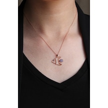 Kadın Zirkon Taşlı Gümüş Balık Kolye N102901 Rose Gold