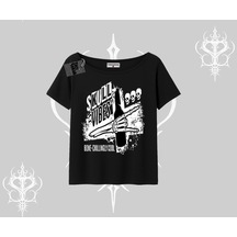 Tarzsokak Kayık Yaka Tshirt Skull Impact Bone Chilling Street Icon Siyah