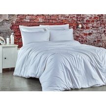 Komfort Home Battal Boy Çizgili Pamuk Saten Nevresim Takımı (435498214) Beyaz