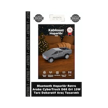 Bluetooth Hoparlör Retro Araba Cybertruck D68 Gri 15w Tarz Dekoratif Araç Tasarımlı