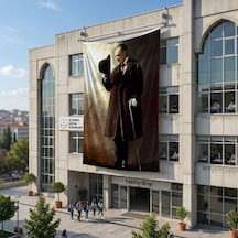 Bastonlu Atatürk Portresi Poster Bayrak Raşel Kumaş 6x9 Metre Ata78 Diğer