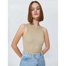 Koton Basic Atlet Ribanalı Halter Yaka Bej 3sak10211ek 3SAK10211EK050 Ekru