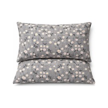 More Home Pamuklu Yastık Kılıfı 2 Adet 50 X 70 Cm Papatya Gri Beyaz