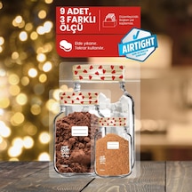 Kalp Desenli Kavanoz Görünümlü Kilitli Doypack Saklama Poşeti 9 Adet 3 Büyük-3 Orta-3 Büyük