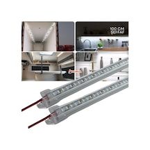 2 Adet Alüminyum Kasalı Yüksek Lümen 4014 Bar Led 12 Volt Beyaz 50 Cm Şeffaf Karavan Tekne Sb-6552