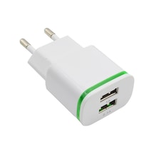 Hombey Beyaz 5v 2.1a Usb Çift Portlu Hızlı Şarj Aleti, Akıllı Koruma, Hafif, Taşınabilir, Avrupa Standartı