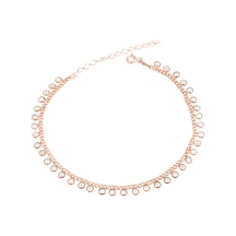 Brezza Lusso Jewelry Classical Su Yolu Gurmet Zincir Gümüş Kadın Ayak Halhal Rose