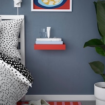 Ahşap Duvar Rafı 30x26x5cm Kırmızı Ayaksız Raf Ikea Dekoratif Raf