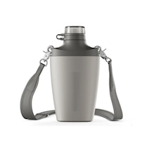23oz Paslanmaz Çelik Seyahat Şişesi Taşınabilir Spor Su Şişesi Omuz Askılı Gri
