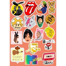 Müzik Eğlenceleri Seri 1 Sticker Seti Laptop Ajanda Pc Tablet Telefon Defter Etiket Bullet Journal Diğer