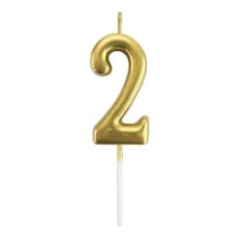 2 Yaş Gold Rakam Mum Altın Renk Doğum Günü Pasta Mumu 12 Cm Çok Renkli