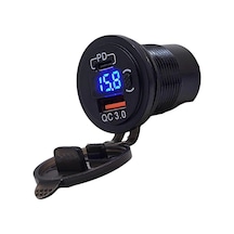 Ic-266d-6 Pano Tip Voltmetreli 2'li Usb 3.0 + Type-c Butonlu
