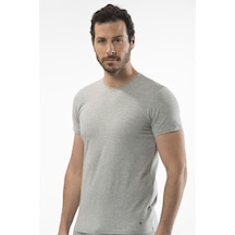 Cacharel 1307 O Yaka Kısa Kollu Erkek T-shirt - Gri Melanj Gri Melanj