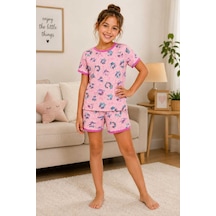 Tenra Kız Çocuk Pamuklu Şortlu Pijama Takımı 3-12 Yaş Mor