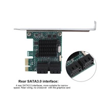 Yuntech01 Pcı-e X1'den Sata3.0'a 4 Port Genişletme Kartı - Arka Bağlantı, 2u/4u Evrensel, Büyük Soğutucu, Grafik Kart Engeli Yok