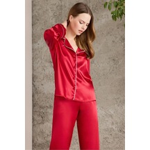 Pierre Cardin Saten Biyeli Pijama Takımı 1200 - Kırmızı