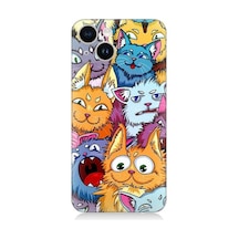 Apple Uyumlu iPhone 14 Sevimli Kedi Ve Köpekler Desenli Silikon Kılıf