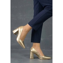 Preshley Kadın Starlight Gold 7 Cm Kare Kalın Topuklu Ayakkabı Altın