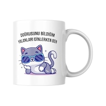 Doğrusunu Bildiğim Yalanlar Komik Baskılı Kupa Bardak Hediyelik Çay Kahve Kupası Coffee Mug Açık Altın