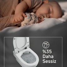 Creavit Ness Vortex Beyaz Asma Klozet Ns323, Creavit Ness Duroplast Yavaş Kapak Açık Bej