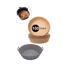 Silikon Airfryer Gri Pişirme Matı 20 Cm Ve 100 Adet Pişirme Kağıdı Çok Renkli