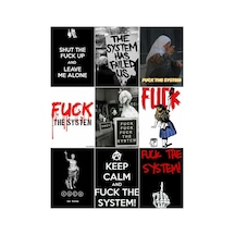 F..ck The System Slogan Çoklu Sticker Seti Diğer
