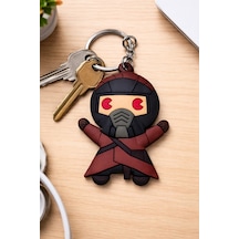 Mortal Kombat Kırmızı Siyah Ninja Figür Silikon Anahtarlık Unisex