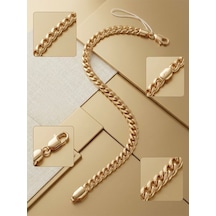 Jewelry 14k Altın Kaplama Gurmet Zincir Bileklik - Modern Tasarım Altın - Gold