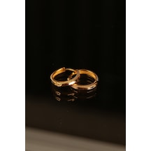 Çgk Çiğdem Gürel Kuyumculuk 8 Ayar Altın Çift Halka Ajda Minimal Kadın Küpe Günlük Kullanıma Uygun Şık Model Gold