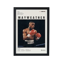 Floyd Mayweather Ahşap Çerçeveli Poster Tablo Şampiyon Boks Tasarım Siyah