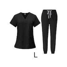 Dolıty Kadın Üniforma Scrubs Set Üstü Ve Pantolon L-siyah