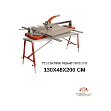 Alüminyum Gövdeli Çelik Ayaklı Teleskopik Katlanır İnşaat İskelesi - 400 Kg Taşıma Kapasitesi 130x48x200cm