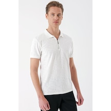 Efor Slim Fit Fermuarlı Polo Yaka %100 Pamuk Ekru Tişört Ts 877 Ekru