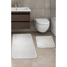 Kaymaz Tabanlı 2 Li Banyo Paspas Seti Yıkanabilir, Su Emici, Toz & Leke Tutmaz Oval Klozet Takımı Kamel