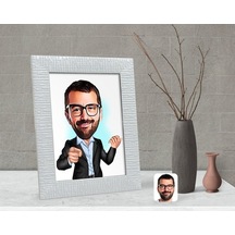 Kişiye Özel Amca Karikatürlü Dekoratif Çerçeve
