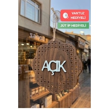 Hazeran Rattan Desenli Modern Açık/kapalı Tabelası - Ceviz