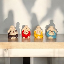 4 Adet Buda Biblo Dekoratif Biblo Noel Süsleri Yılbaşı Hediyeleri Vitrin Dekor