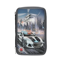 Dino World Monster Cars 3 Katlı İçi Dolu Kalem Çantası 13333 Çok Renkli